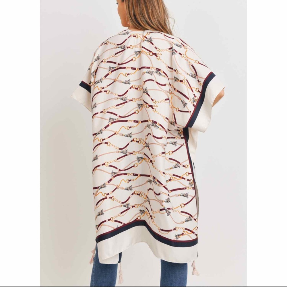 Women's New Chain Links Open Front Kimono - Picture 6 of 8